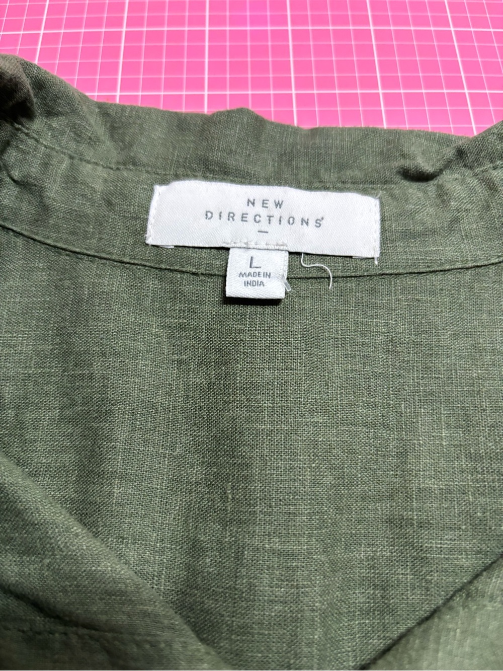 New Directions Women Large Green Linen Lyocell Tunic Roll Tab Sleeve Lightweight - Picture 8 of 11